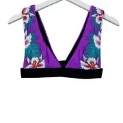 RIP CURL NWT $49.99 Sz S (10) Purple Black Floral Reversible Bikini Swim Top