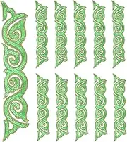 uxcell 10 Pack 9.4" Embroidery Sequin Appliques for Sewing, Embroidered Applique with Gold Trimming Floral Sew Iron on Patch for DIY Sewing Crafts Wedding Clothing Decor, Green