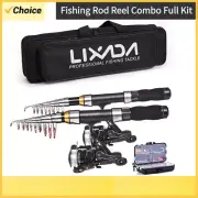 2.1m 2.3 M Telescopic Fishing Rod Reel Lure Combo Kit Carbon Fiber Pole Spinning