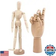 Framendino, 2 Pack 12 Inch Wooden Hand Model Mannequin Figure for Decoration