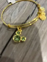 Disney Parks Alex and Ani Mickey Icon August Peridot Birthstone Gold Bracelet