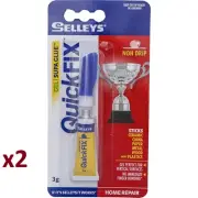 2x Selleys QUICK FIX GEL SUPA GLUE ADHESIVE Non-Drip Quick Fix, 3g *Aust Made