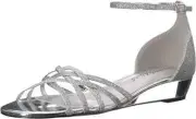 Easy Street Women's Tarrah Crossover Wedge Sandals Silver Glitter Size 7.5