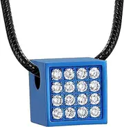 KETIME Gold/Rose/Black Color Cube Cremation Urn Pendant Necklace for Loved One Ashes Keepsake Jewelry