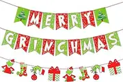 Red and Green Merry Grinchmas Banner Merry Christmas Grinches Banner, Grinches Banners Christmas Grinchmas Christmas Banner for Grinches Grinchmas Christmas Party Decorations