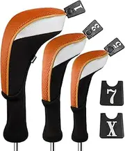 Andux 3pcs/Set Golf 460cc Driver Wood Head Covers Long Neck Interchangeable No. Tags Pack of 3