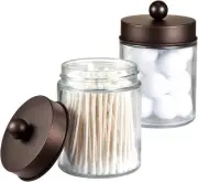 Amolliar Apothecary Jars Bathroom Storage Organizer - Bronze 2Pack,