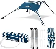 MOMEVO - Sunsail Young Family Beach Tent - Sun Sail with Certified UV Protection UPF50+ Sun Protection for Four People with Sand Anchor and Pegs