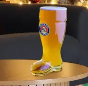 Santa Boot Large Beer 10” Drinking Glass Paulaner Promotional Christmas New