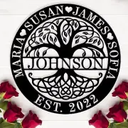 Tree of life wall art, Custom Family name Monogram Metal Sign, Wedding decor