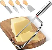 Cheese Slicer Cutter Easy to Clean Versatile Wood Cheese Slicers Slip Butcher Block Cheese Slicer Time Saving Block Cheese Slicer for Block Cheese 7(Log Color)
