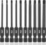 Square Drill Bit Set (10Pcs - 3 Inch Long S2 Steel Magnetic Heads) 1/4 Inch Hex