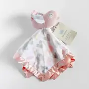 Cloud Island Knit Bird Lovey Pink Hearts Security Blanket Satin Trim Baby Gift