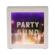 White PARTY FUND LED Light Up Money Box Bank- Home Birthday Gift Change Savings