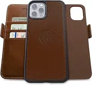 [dreem] Fibonacci 2-in-1 Wallet-Case for Apple iPhone 13 Pro Max - Luxury Vegan Leather, Magnetic Detachable Shockproof Phone Case, RFID Card Protection, 2-Way Flip Stand - Chocolate