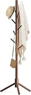 LEFAFA Coat Rack, Freestanding Wooden Coat Rack with 3 Adjustable Sizes Coat Tree and 8 Hooks for Bedroom Office Hallway Entryway Bedroom (Walnut)