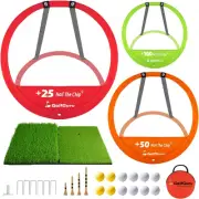 Golf Chipping Net, Golf Practice Chipping Net and Foldable Mat with 12 Balls, 4