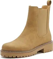 [vodvob] Women's Chelsea Boots Fashion Slip On Ankle Booties Casual Elastic Chunky Block Booties