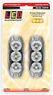 LED Autolamps 11 Series 12-24V Front Indicator Lamp Twin Blister Pack, 89 mm Length x 30 mm Width x 8 mm Height