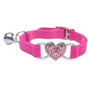 Adjustable Suede Collar Cat Kitten Dog Puppy Pet Safety ReleaseHeart Bling Pink