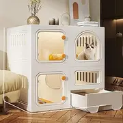 Cat Crate, Large Cat Cage Enclosure Indoor, Cat Playpen 2/3-Tiers, Cat Kennel, Easy 2-Door Top/Bottom Access, Exercise Place Ideal for Cat, Large Cage Kennel for 1-3 Cats