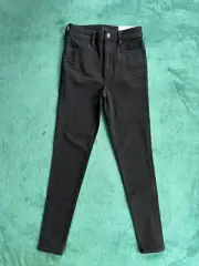 American Eagle Jeans Womens 0 Short Super Hi-Rise Black 360 Next Level Stretch