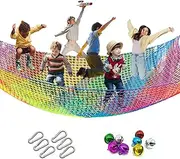 Tongmo Climbing Cargo Net, 6.5' X 9.8' Double Layers Playground Safety Net, Kids Backyard Climbing Net, Used for Treehouse Accessories...with Storage Bag and Carabiners