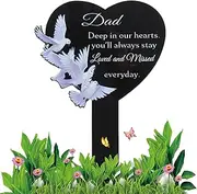 Memorial Grave Markers,Waterproof Metal Black Grave Stake Plaques | Black Waterproof Plaques Stake Remembrance Graveyard Decorations for Humans, Dad & Mom