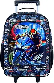 [HPJGD] Boys Suitcase, Kids Water Resistant Rolling Luggage, Motorcycle Travel Carry on for Elementary Preschool Toddler, Cool UV Priting Motorcycle Luggage Blue, One Size, Girls Luggage
