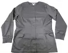 Women’s Scrub Snap-Front Jacket Round Neck Stylish Medical Uniform grey size M