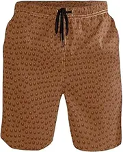 [GuoChe] Men's Novelty Beach Shorts American Brown Football Ball Dots Quick Dry Beachwear Holiday Beach Short Mesh Lining
