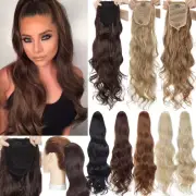 US Drawstring Ponytail Clip In Hair Extensions Long Curly Hairpiece As Human 24"
