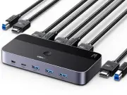 USB 3.0 KVM Switch 4K@60Hz HDMI w/ 3 USB + 1 Type-C Ports for Keyboard, Mouse