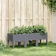 Raised Garden Bed, Elevated Planter Box Plant Container with Legs Blue Grey 120x40x42 cm PP