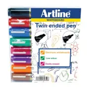 Artline 2-in-1 Whiteboard Marker Bullet/Chisel Tip Assorted Pack of 8 EK525