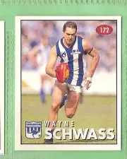1996 AFL SELECT STICKER, #172 WAYNE SCHWASS, NORTH MELBOURNE KANGAROOS