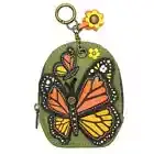 NEW CHALA GREEN MONARCH BUTTERFLY RFID COIN PURSE KEYCHAIN ZIPPERED WALLET