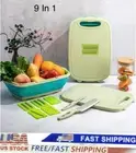 9 In 1 Collapsible Cutting Board With Colander & BBQ Prep Tub W/Knives.Multi Use