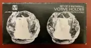 VTG 2 GLASS SNOWBALL VOTIVE HOLDER SET, WEDDING/HOLIDAY