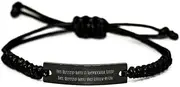 Beautiful Father-in-law Black Rope Bracelet, Once Blessed With A Wonderful Father:, Present For Dad, Appreciation Gifts From Son, Inexpensive fatherinlaw gifts, Budget fatherinlaw gifts, Affordable, Silver Plated Zinc