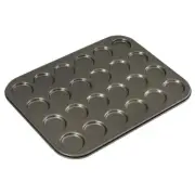 Bakemaster 24-Cup Carbon Steel 27cm Mini Macaroon Tray Rectangle Mould Grey