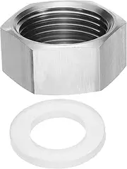 uxcell 1pcs Hex End Cap 304 Stainless Steel Nut with Washer, PT 1" Female Thread Pipe Fitting, Gas Line Water Line Stop Valve Cap Tubing Ends for Plumbing Fittings, Silver Tone