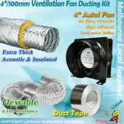 House Room Silent Quiet 4"/100mm Inline Exhaust Fan Ducting Ventilation Kit