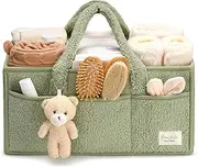 Baby Diaper Caddy Organizer for Changing Table, Baby Storage Basket for Diapers and Baby Wipes, Baby Shower, Car Caddy Organizer, Nursery Diaper Organizer, Portable Diaper Storage (Green)