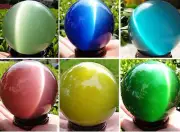 HOT SELL ASIAN QUARTZ CAT EYE CRYSTAL HEALING BALL SPHERE 40-80MM