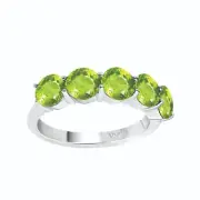 2Ct Round Cut Natural Green Peridot 14k Gold Plated 925 Five Stone Wedding Band