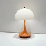 Anyhouz Luxury Lamp Orange Body Mushroom Home Decor Wirless Rechargeable Table Accents for Bedroom Hotel Living Room