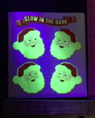 vintage Sandylion Glow in the Dark SANTA CLAUSE Mod stickers christmas holiday