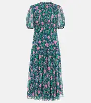 [Diane von Furstenberg] Diane von Furstenberg Blossom floral chiffon midi dress AU 8 multicoloured