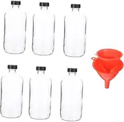 TOPPERFUN 6Pcs Glass Reagent Bottle with Funnel Small Mouth Transparent Laboratory Bottles Each for Chemical Sampling and Storage Funnel Included